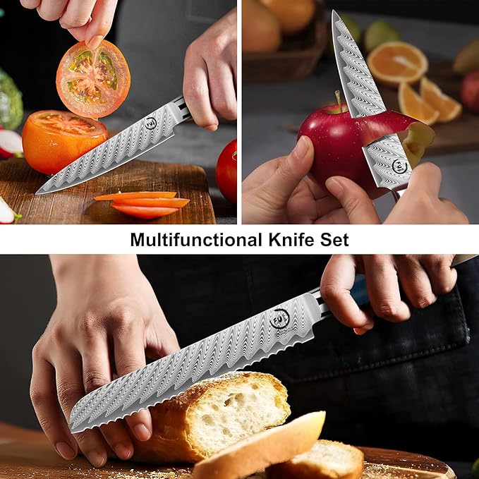 Fukep 5 Piece Damascus Knife Set, Japanese VG10 Steel Kitchen Knives