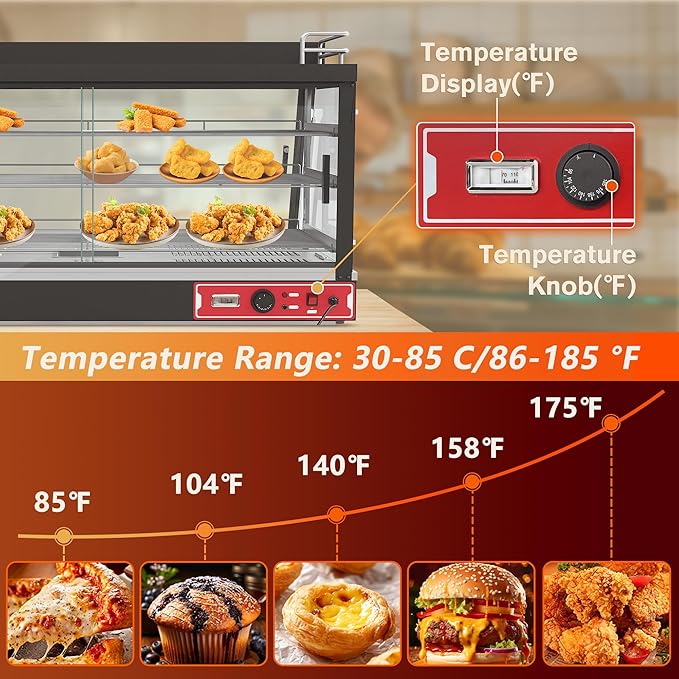 Whalefall 3-Tier Food Warmer with top Holder,tri-Color Lighting