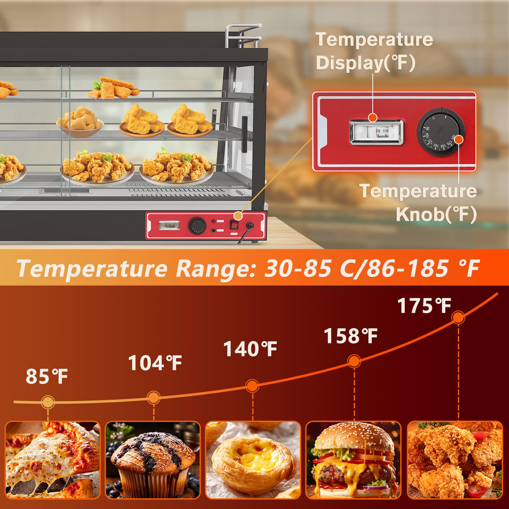 Whalefall 3-Tier Food Warmer with top Holder,tri-Color Lighting