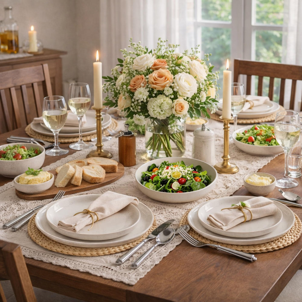 AmorArc Dinnerware Sets for 8, 32 Pieces Ceramic Plates and Bowls Set