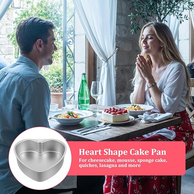 Qulkws 3 PCS 8 Inch Aluminum Heart Cake Molds, Heart Shaped Cake Pans