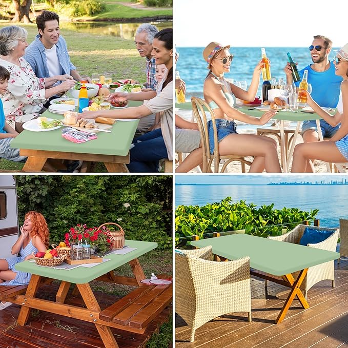 homing Rectangle Table Cloth Cover, Water-Resistant Polyester Elastic Fitted Tablecloth, Fits for 4 Foot Folding Tables, Washable Table Protector for Picnic, Camping, Outdoor (Green, 30" x 48")