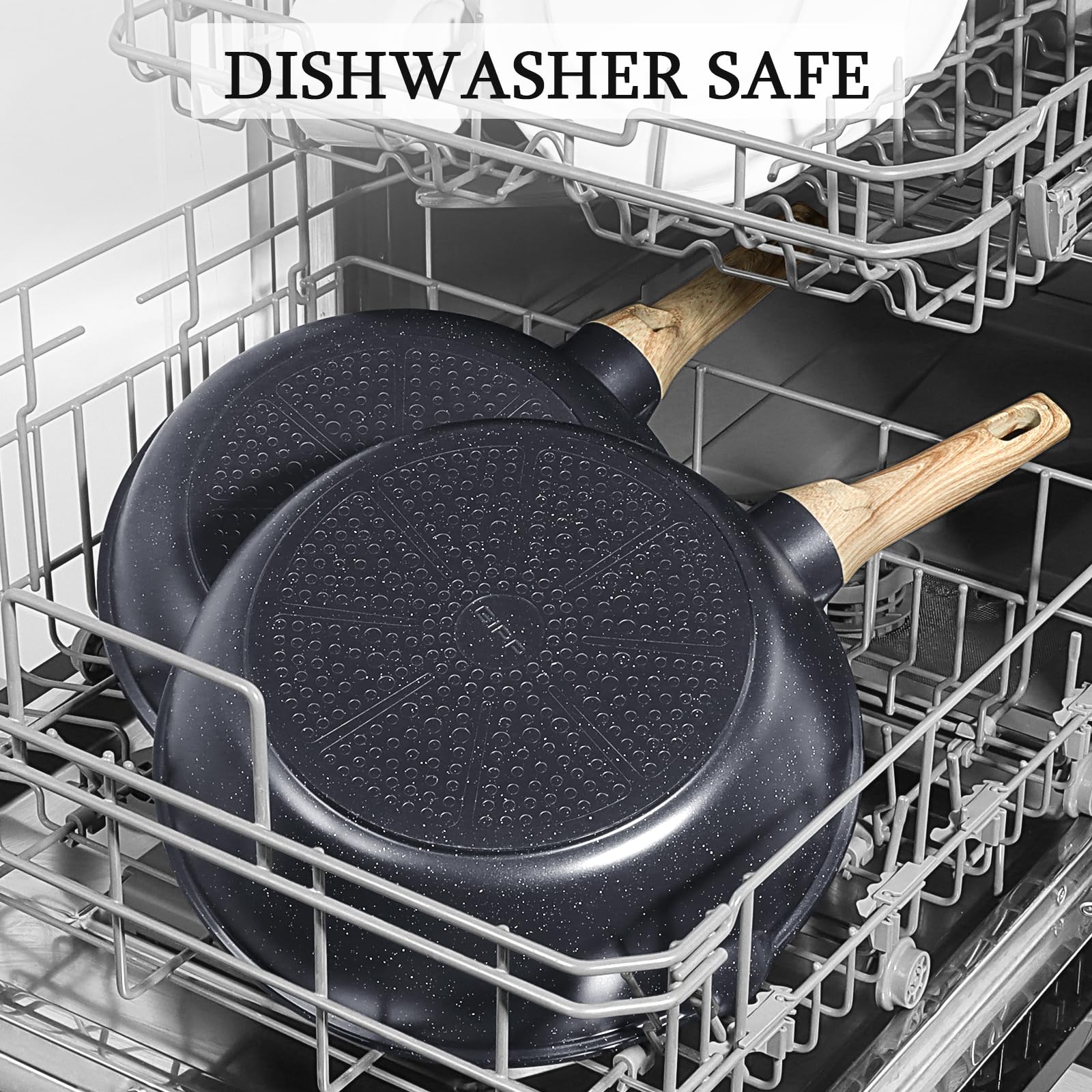 GiPP Ceramic Nonstick Deep Frying Pan Skillet, 12" Saute Pan with Lid, Induction Cookware Non Stick Cooking Pan, PTFE PFOA PFOS APEO Free, Grey