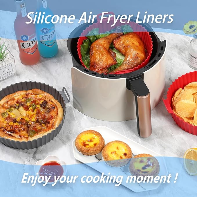 Silicone Air Fryer Liners Round,Pot 4 Pcs 6.5inch Reusable Air Fryer Basket