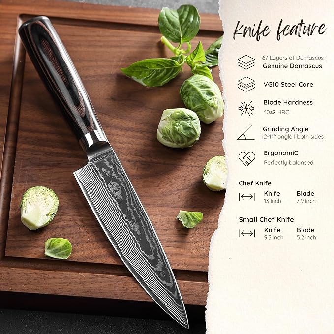 Wakoli EDIB Essentials 2-Piece Damascus Chef Knife Set, VG10 Core, Gift Box