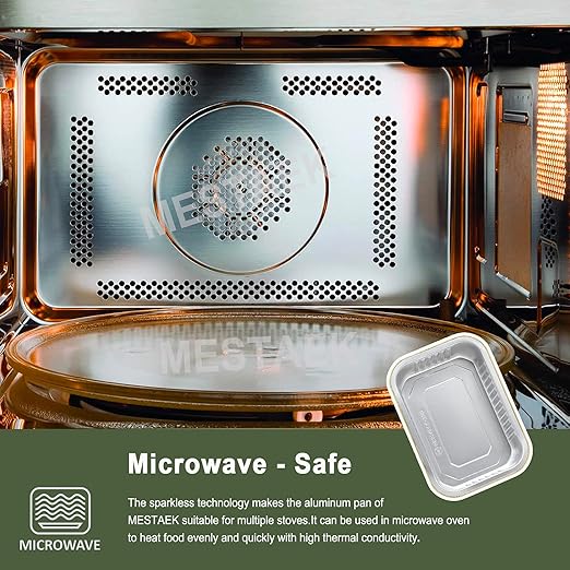 MESTAEK 25oz Aluminum Foil Pans with Lids, 5 Pack, 6 x 4 Inch
