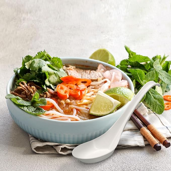 Disposable PLA Cornstarch Asian Soup Spoons with Hook Plastic-Free, 600 PK