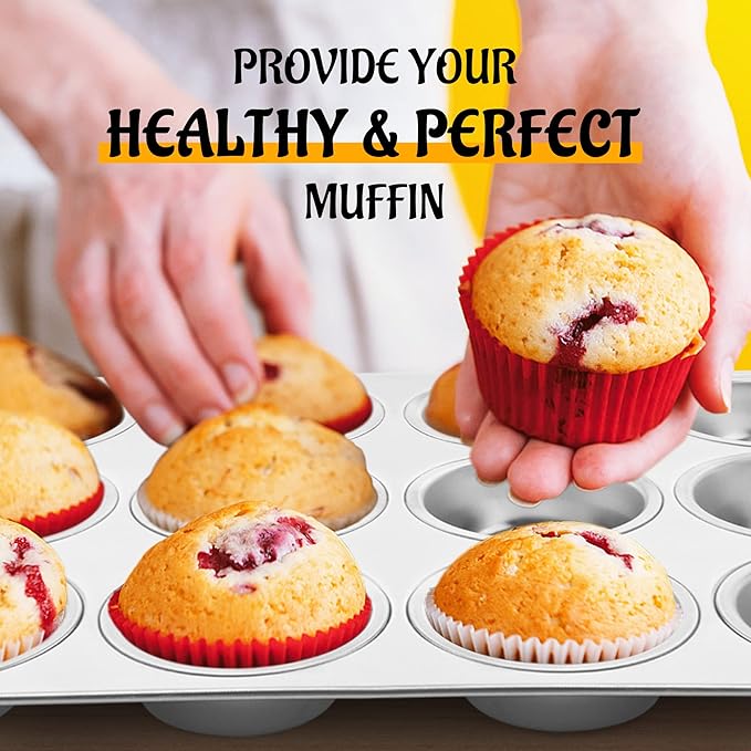 E-far Muffin Pan 12-Cup, 3-Pack Stainless Steel Cupcake Pan for Oven
