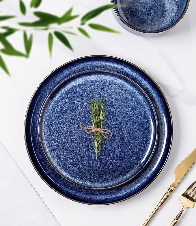 TheTerra Ceramic Dinnerware Set for 4, 12-Piece Plates and Bowls Set