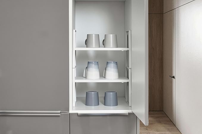 Nxconsu Cabinet Shelf Riser, Adjustable Cabinet Organizer, 8.6" Deep White