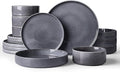 Famiware Annecy 16-Piece Stoneware Plates and Bowls, Misty Blue