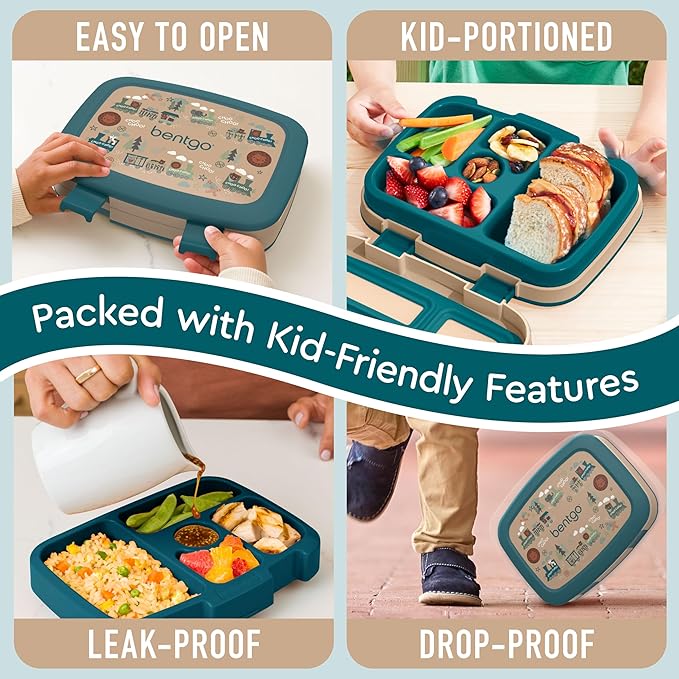 Bentgo Kids Prints Leak-Proof 5-Compartment Bento-Style Kids Lunch Box
