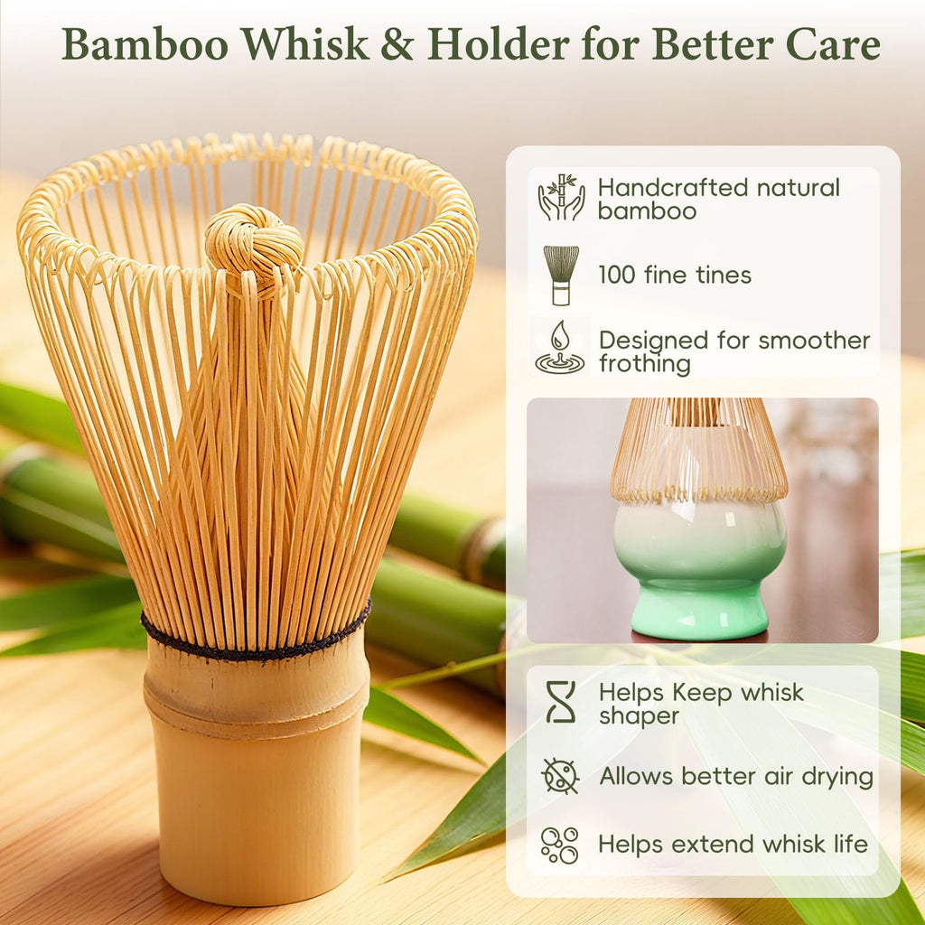 HUSHHAVN Matcha Whisk Set with Ceramic Bowl & Bamboo Chasen