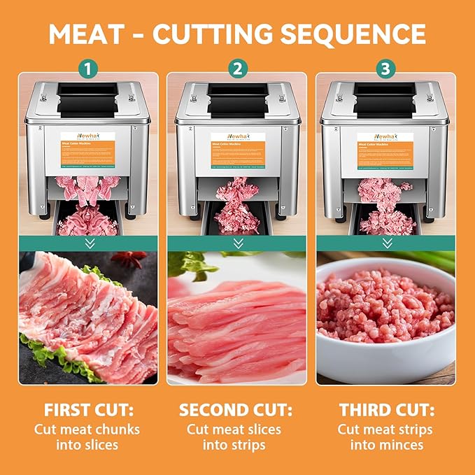 Newhai 850W Meat Cutter Machine, 3.5mm Electric Slicer Shredder 110V