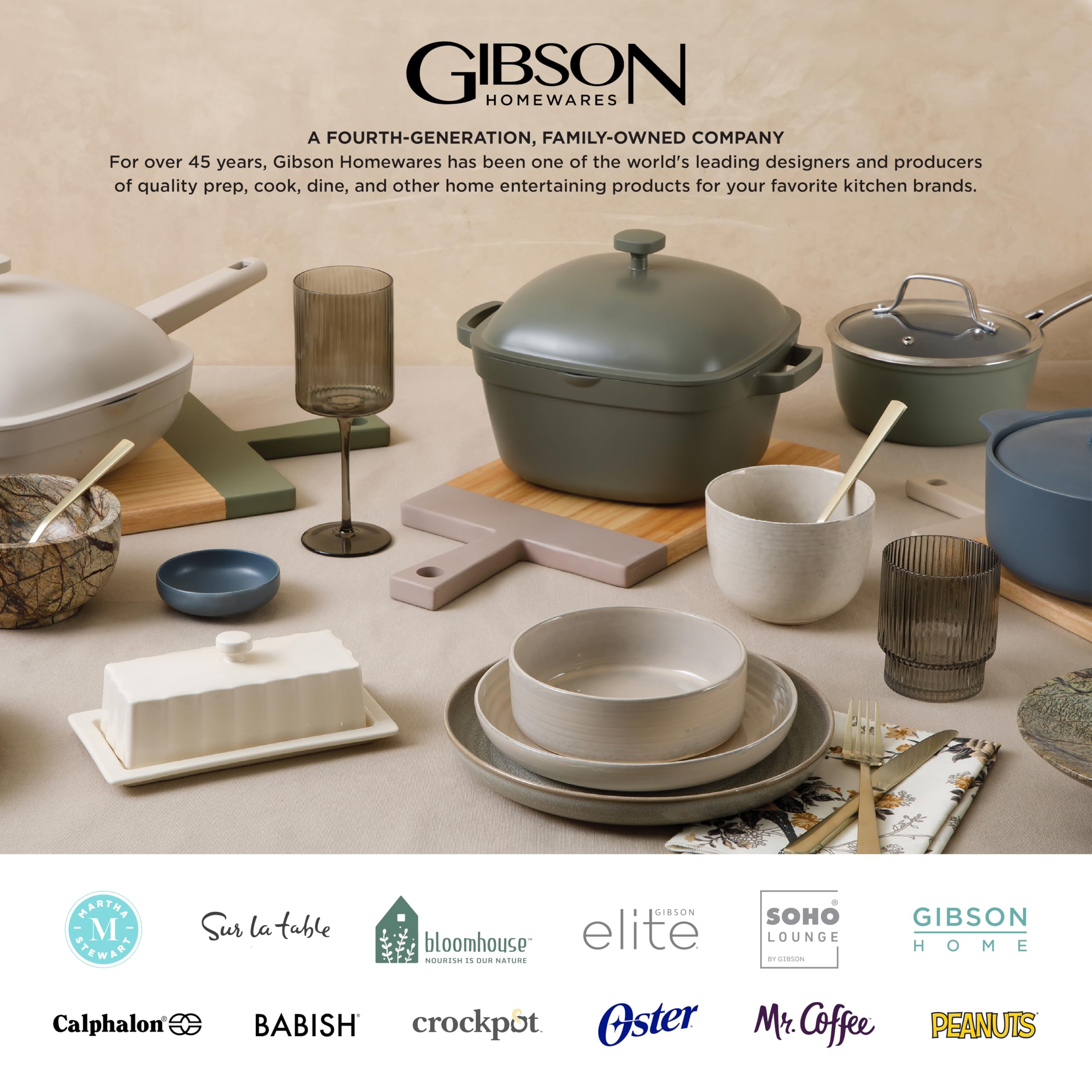 Gibson Elite Soho Lounge 16-Piece Round Reactive Glaze Stoneware Dinnerware Set, Service for 4 – Taupe Plates and Bowls
