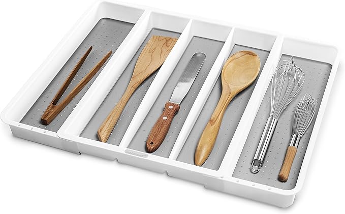 madesmart Classic Expandable Compartment Utensil Tray, White