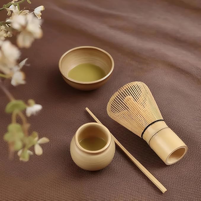ECOLEMON Matcha Whisk (1-Piece), Golden Bamboo Whisk for Matcha Tea, Chasen, 100-Prong Bamboo Matcha Wisk Mixer Frother Brush for Making Macha Ceremonial Grade