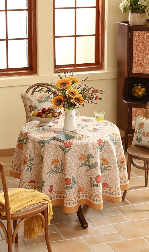 patdrea Vintage Linen Tablecloth,Round,Diameter 67"-RosaSilvestre A