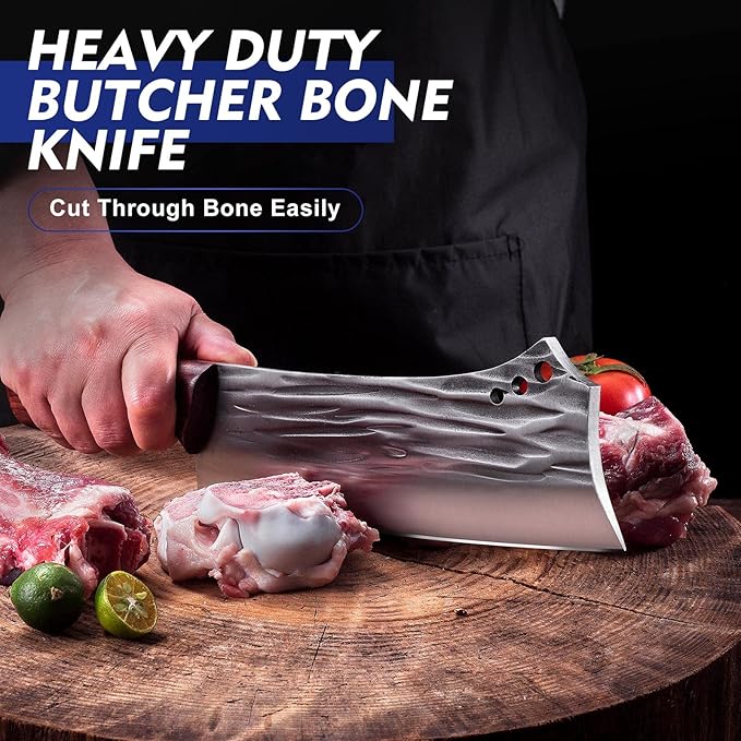 Topfeel 2-Piece Hand-Forged Meat Cleaver Set with Heavy-Duty Bone Chopper