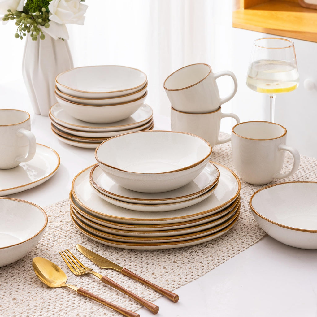 AmorArc Ceramic Dinnerware Sets for 8, 24Pcs Plates and Bowls Sets Dishes