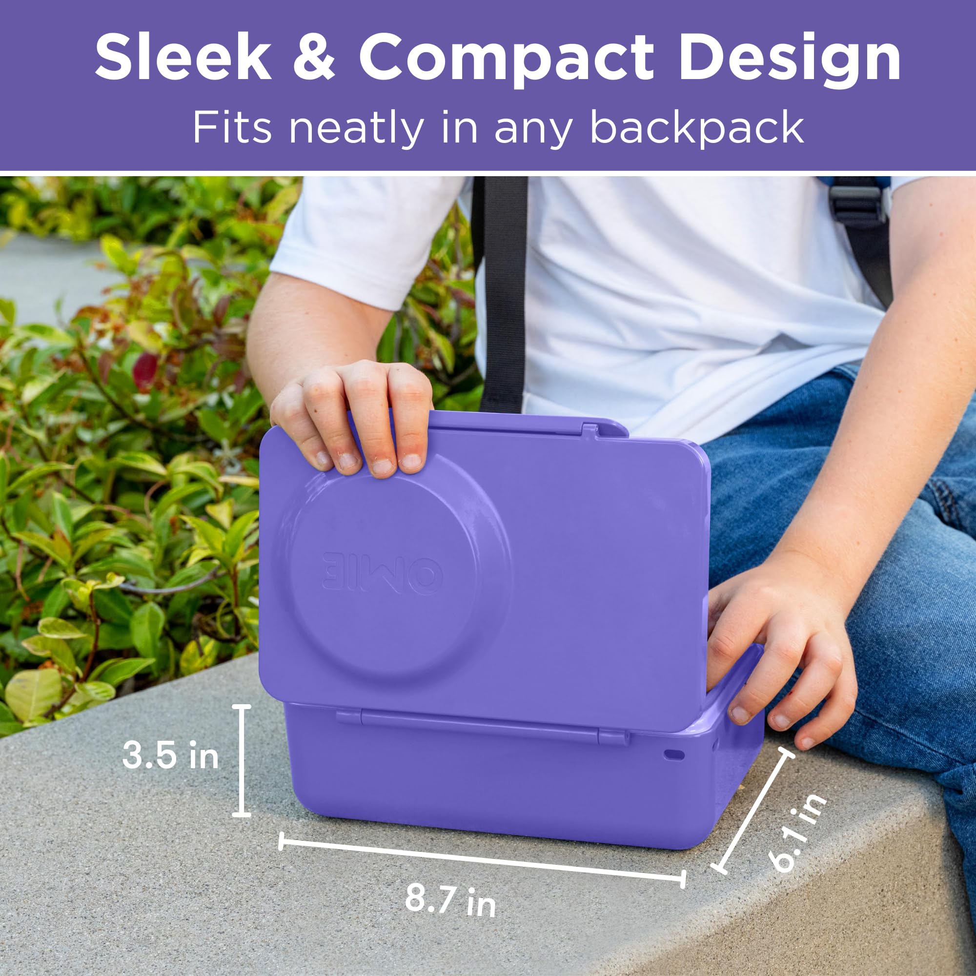 Omie OmieBox UP Kids Insulated Bento Box, Galaxy Purple