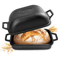 Davivy 9QT Large Cast Iron Bread Loaf Pan with Lid, Dutch Oven for Sourdough Bread Baking, Non-stick Cast Iron Sourdough Baking Pan with Lid, 12.3" x 9.2", Matte Black
