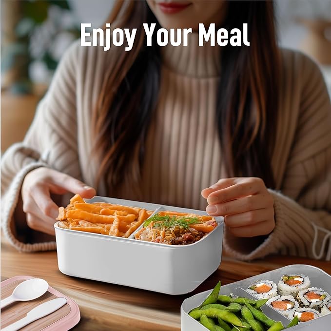 KARRICO Double Premium Bento Box Adult, 67oz, Portion Control, Dusty Pink