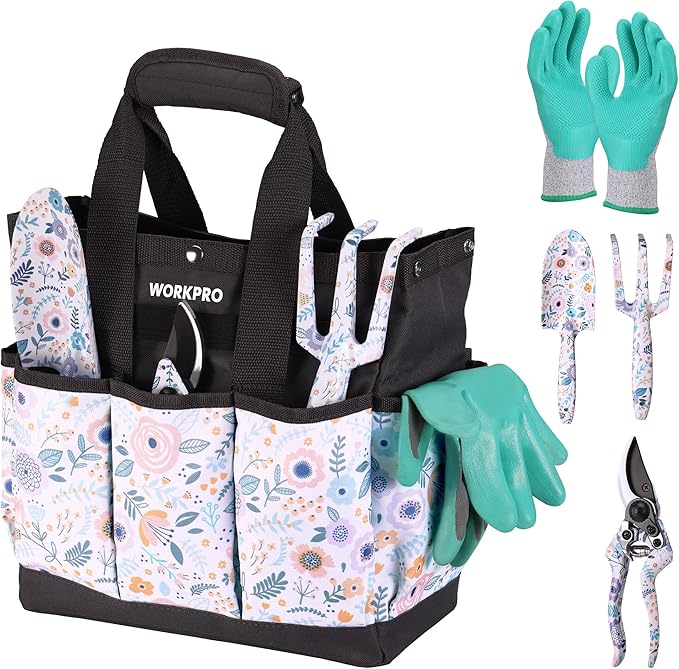 WORKPRO 5PCS Garden Tool Set, Aluminum Heavy Duty Gardening Tool Set
