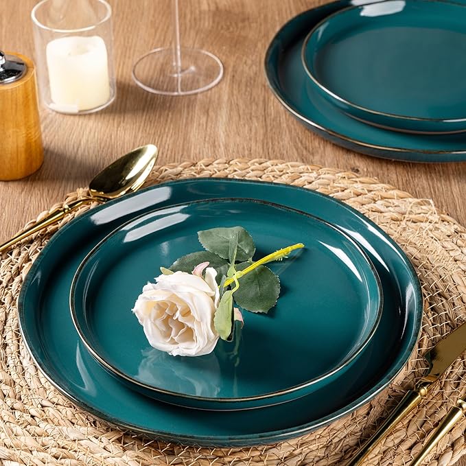 AmorArc Dinnerware Sets for 4, 12 Pieces Ceramic Plates and Bowls Set