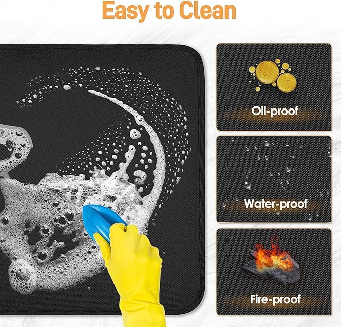 Amerbro 2 PCS Heat Resistant Mats for Countertop Air Fryer, 20x16in, Black