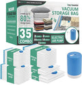 Cozy Essential Travel Vacuum Storage Bags with Rechargeable Cordless USB Pump, Space Saver Bags for Luggage, Suitcase, Carry-On, for Clothes, Blankets, Bedding & Seasonal Storage,35 Combo