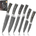 Wakoli EDIS Kitchen Knife Set, 6-Piece VG10 Core Damascus, Pakkawood Handle