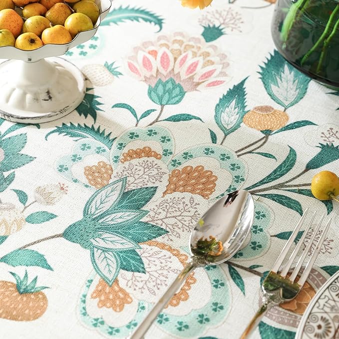 patdrea Vintage French Linen Tablecloth,Square,55"x55"-Tree Life