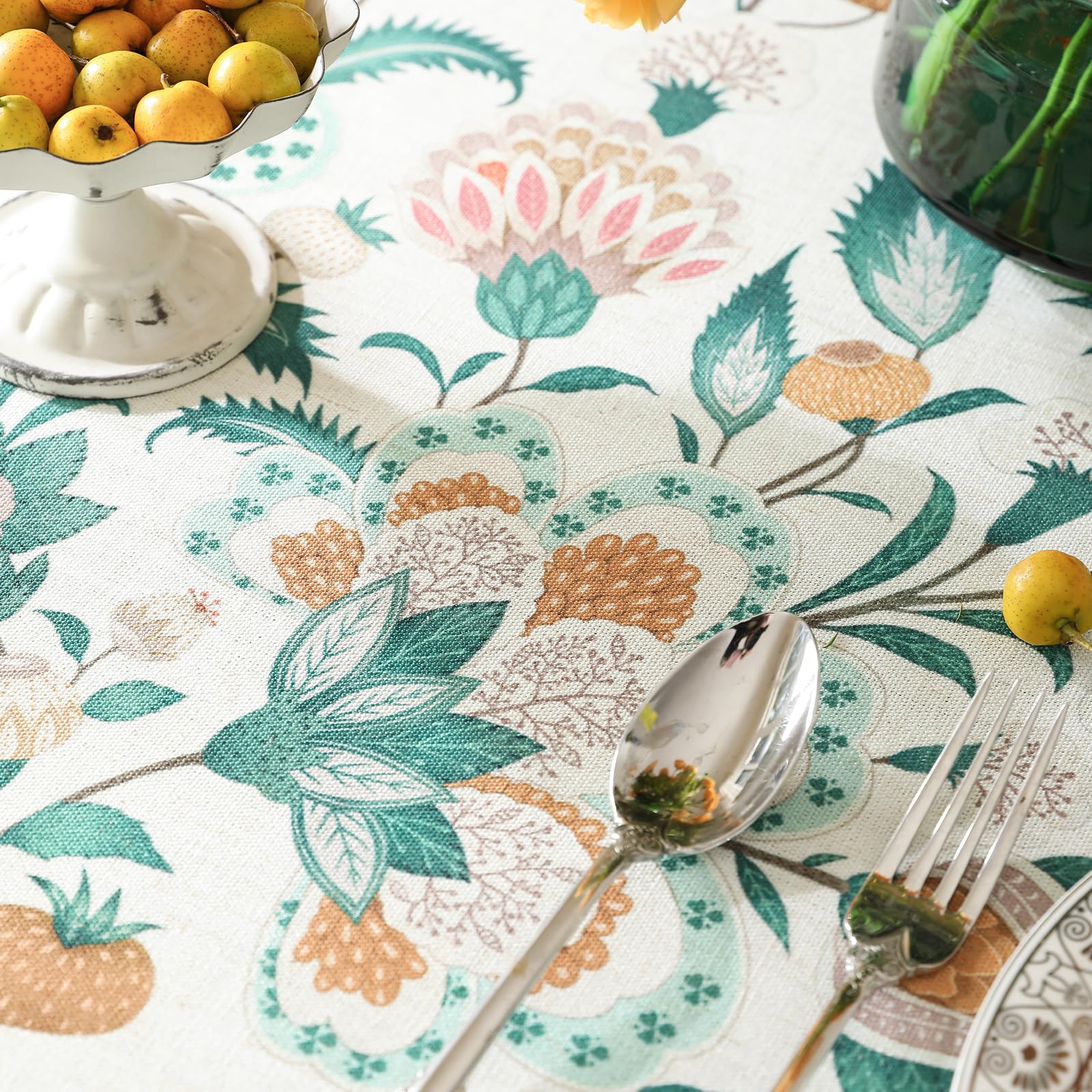 patdrea Vintage French Linen Tablecloth,Rectangular,79"x55"-Tree Life