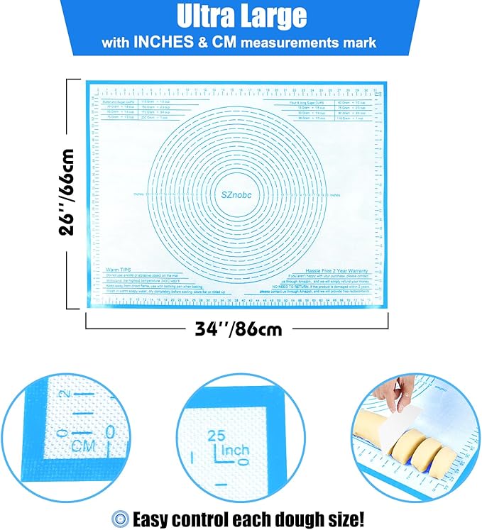 Silicone Pastry Mat 36x24 Inch Dough Mat for Baking Suitability