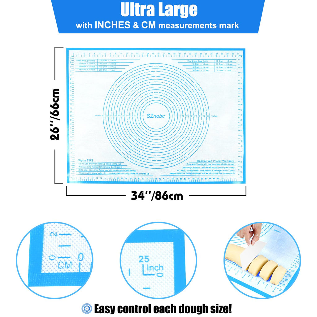 Silicone Pastry Mat 36x24 Inch Dough Mat for Baking Suitability