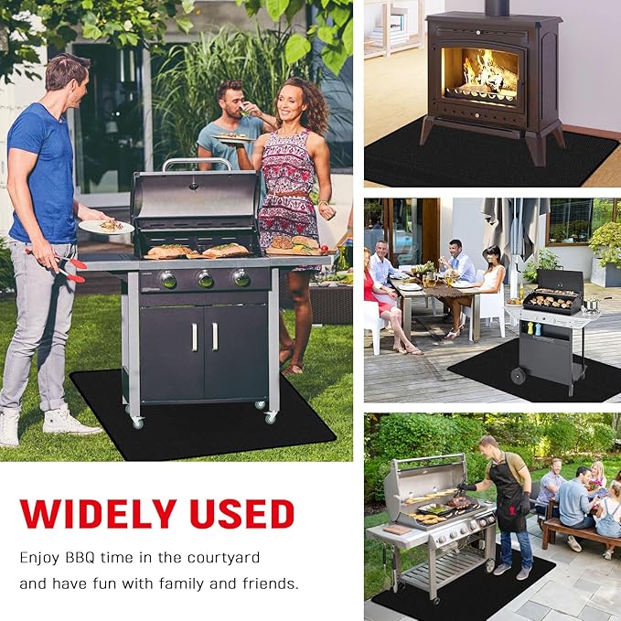 rumlick 75 x 40 inch Under Grill Mats for Outdoor Grill, Double-Sided Fireproof, Oil and Waterproof Protective Mat for Grass and Deck, Outerdoor BBQ Fire Pit Fireplace Mat