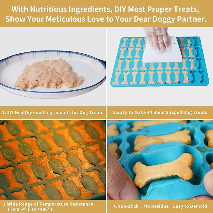 Amyandone Dog Bone Silicone Molds, Pet Treat Mold for Baking and Freezing