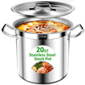 Stainless Steel Stock Pot，20QT Large Stock Pot with Lid for Boiling Cooking Soup Stew Canning, Heavy Duty Tri-Ply Bottom for Boiling Cooking Soup Stew Canning Cooking Pots, Cookware Sauce Pots