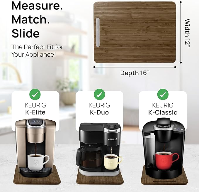 Ibyx Appliance Slider, Sliding Tray for Coffee Maker, 12 x 16 in, Brown