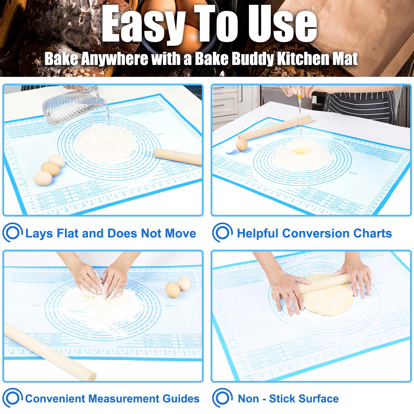 Silicone Pastry Mat 36x24 Inch Dough Mat for Baking Suitability