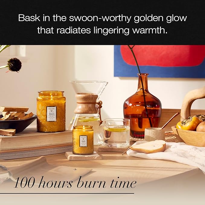 Voluspa Baltic Amber Large Scented Candle Jar 18 Oz, 100 Hr Burn