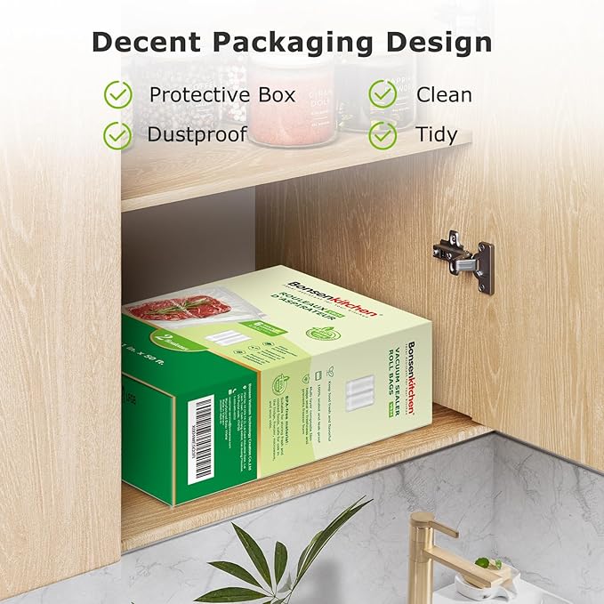 Bonsenkitchen Vacuum Sealer Bags Rolls, 2 Rolls 11 in x 50 ft