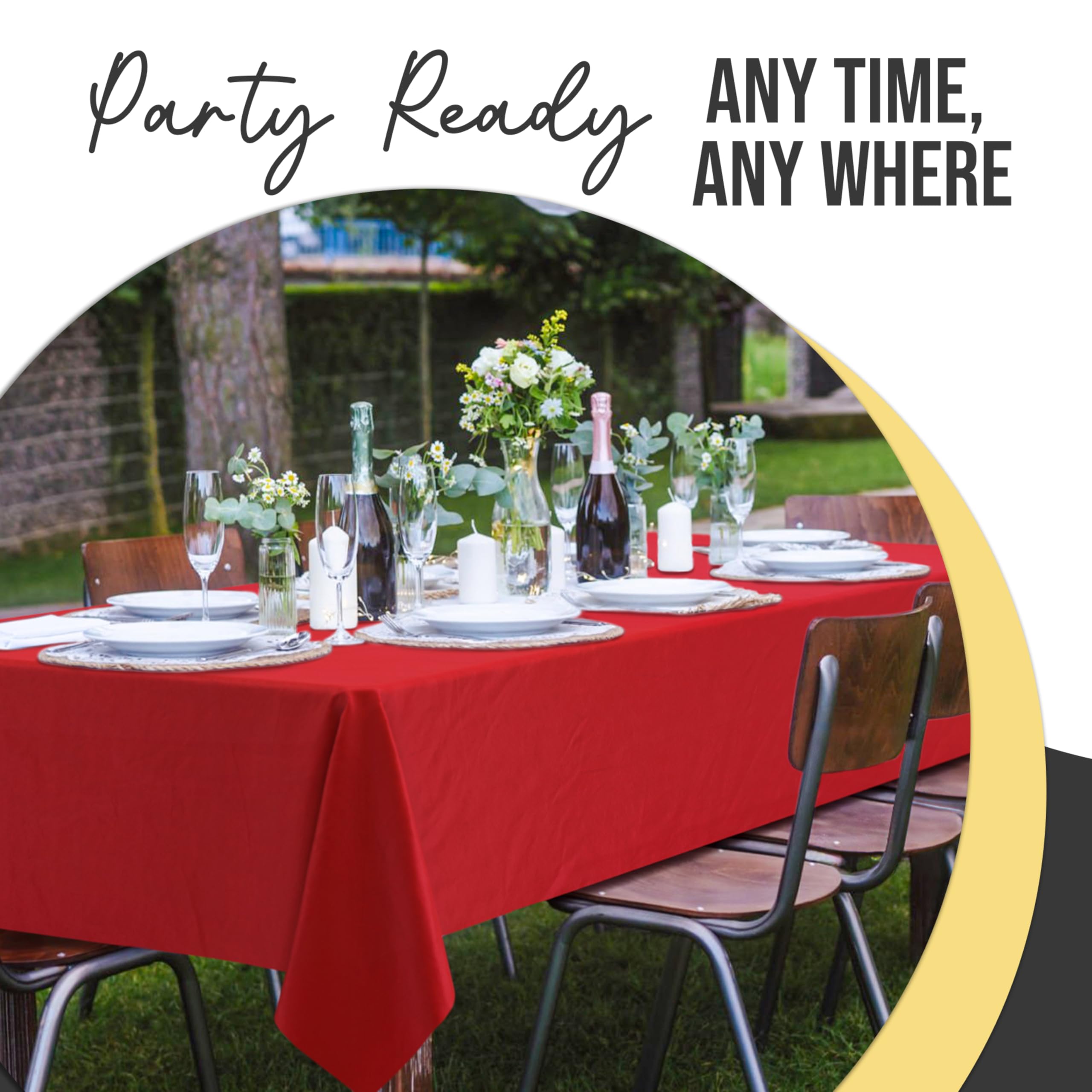 Exquisite Party Solids 66% Thicker Premium Plastic Table Cloth Rectangle Table Cover 0.5 Mil 12 Pack Red Table Cloth 54 Inch x 108 Inch Disposable Tablecloth Won't Tear Easily Like Cheap Thin Brands