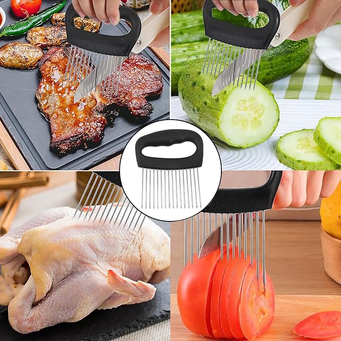 NOVANO Large Onion Slicer & Meat Tenderizer, Kitchen Cooking Tool for Tenderizing, Onion Cutter Vegetable Chopper, Stainless Steel Tomato Slicer with 16 Long Needles, for Potato Lemon