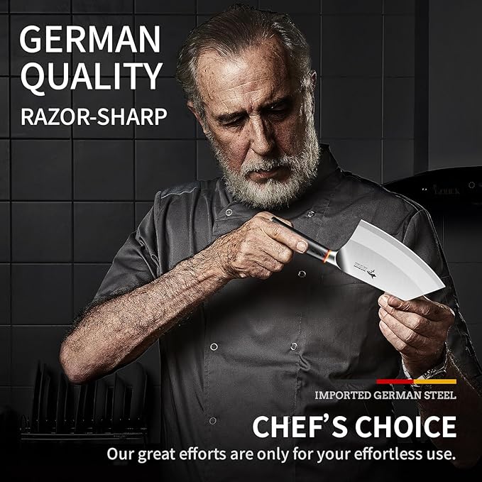 MAD SHARK 7 Inch Meat Cleaver Knife Professional German Stainless Steel