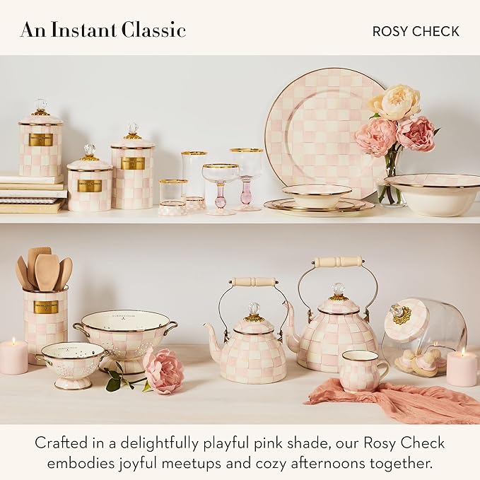 MACKENZIE-CHILDS Farmhouse Canister Set, Pink-and-White Rosy Check