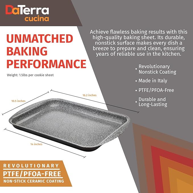 DaTerra Cucina - Nonstick Ceramic Coated Baking Sheet Twin Pack, 16"x11"x1"