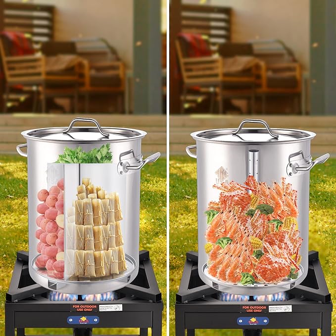 ARC 32QT Stainless Steel Stock pot 6-Piece For Seafood Boil Pot with Basket