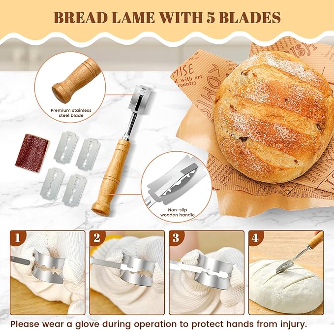 HASHMUST 33 Pcs Sourdough Starter Kit, Sourdough Bread Baking Supplies, 9'' Round & 10" Oval Cotton Rope Banneton Bread Proofing Basket Kit, Beginner Friendly Bread Making Tools with Starter Jar